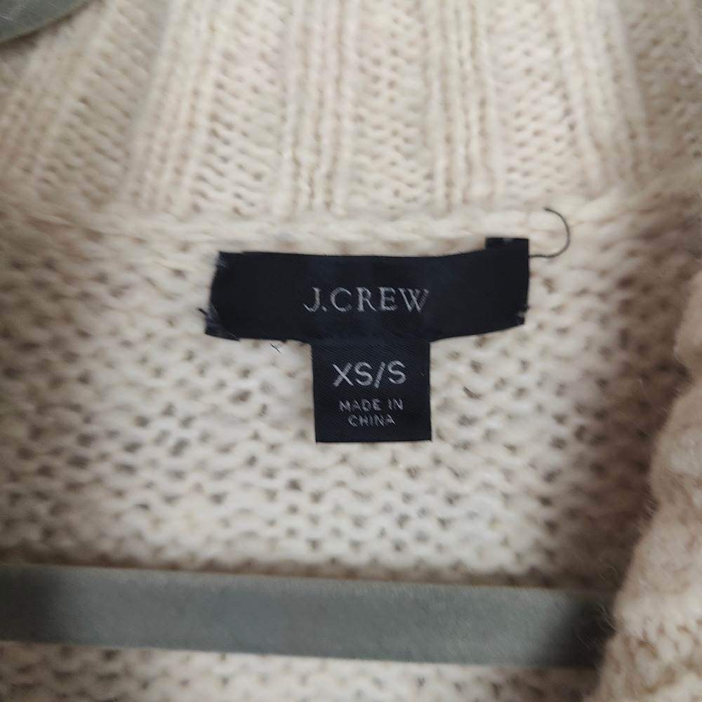 J Crew Half-Zip Turtleneck Sweater Womens XS S Fair Isle Knit Cream Alpaca Blend - Picture 9 of 12